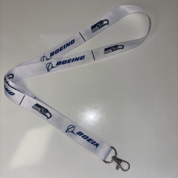 Seattle Seahawks Boeing Lanyard White Blue PNW Aviation Football Fan Accessory